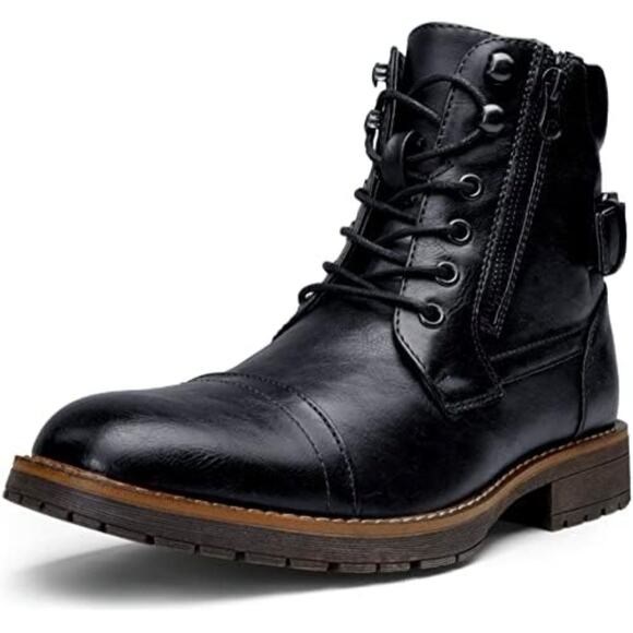 Vostey Men's Casual Motorcycle Combat Ankle Dress Boots Color Black Size 11.5 - Picture 2 of 15